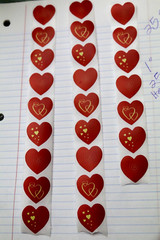 25 RED Design Heart STICKERS ~ Approx 1″ Size