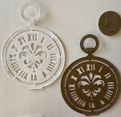 LARGE POCKET WATCH Die-Cut Embellishments(8pc)Clock •Roman Numerals•Card Making•