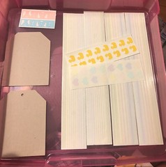 Assorted pastel baby scrapbooking embellishments