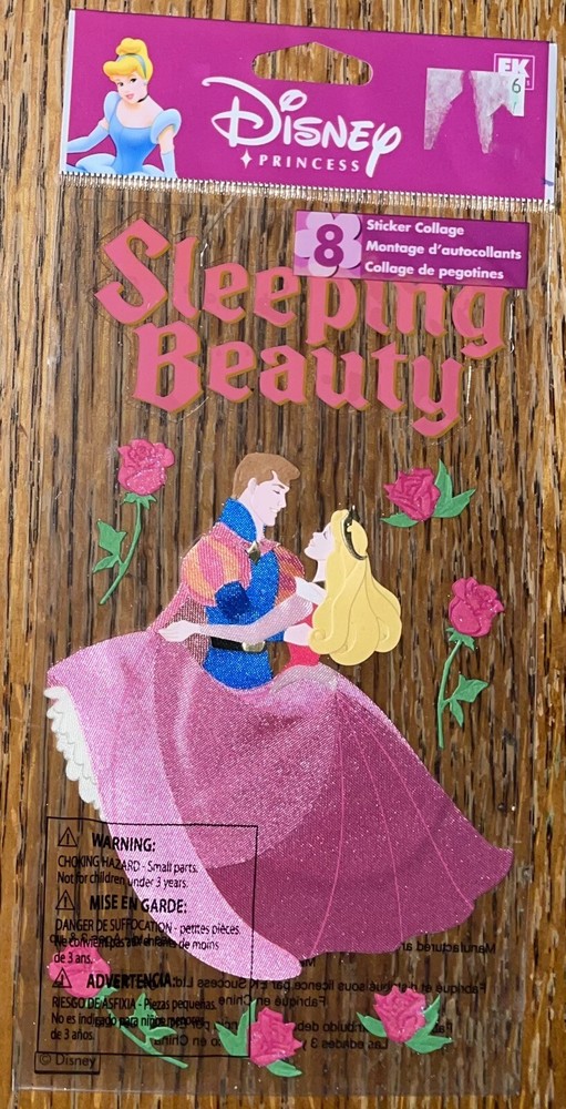 RARE Disney Sleeping Beauty Dancing W/ Prince Dress Flowers Princess 3D Stickers