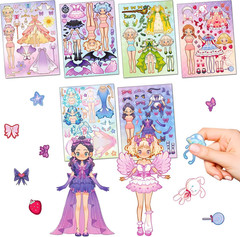 18 Princess Dress-Up Stickers for Kids Party Favors and Art Craft (Green)
