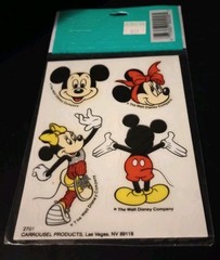 Vtg Disney Mickey & Minnie Mouse Peel ‘N’ Place Stick-ons Removable & Reusable