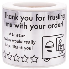 Thank You for Your Order 5 Star Food Delivery Labels 1.5 x 2.5 Inch 100 Total…
