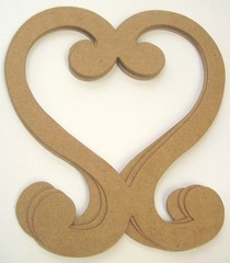 {4} HEART SCROLL – Decorative Accent Flourish – Chipboard Die Cuts – 5″ inch
