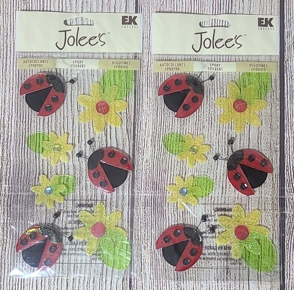 Jolee’s Boutique EK Success Lady Bugs Flowers Epoxy Stickers Crafts New