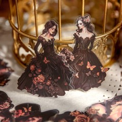Gothic Dark Lady Girl Transparent Stickers Decorative Journaling Planner Collage
