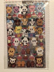 Lemon Co. Kawaii Japan Puppy And Pandas Puffy Glitter Sticker Sheet Vintage 2