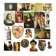 50pcs Famous Painting Vinyl Stickers, Artist Monet Van Gogh Da Vinci Marble ,003