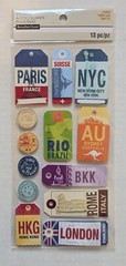 RARE World Travel Tags Scrapbooking Stickers By Recollections