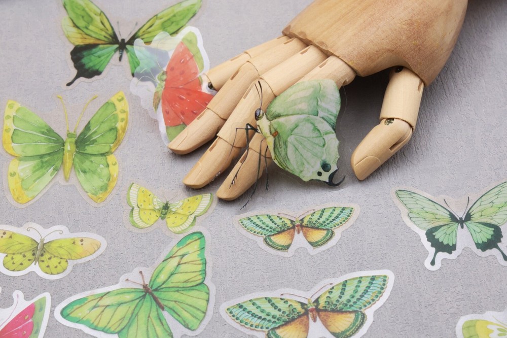 Butterfly sticker | butterflies nature green insect themed PET plastic