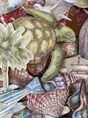 CREATURES OF THE SEA Die-Cuts (6pc)Ocean•Fish•Shells•Seahorse •Turtle•Glittered•
