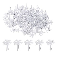 100 Pcs Brads Paper Fasteners Mini Metal Snowflake Fastener, White, 0.5″x0.6″