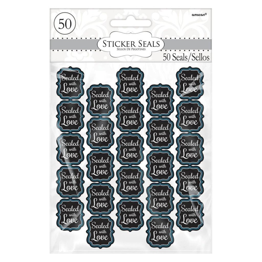 Sealed With Love Sticker Seals Chalkboard Style Wedding or Baby Party 50 Count