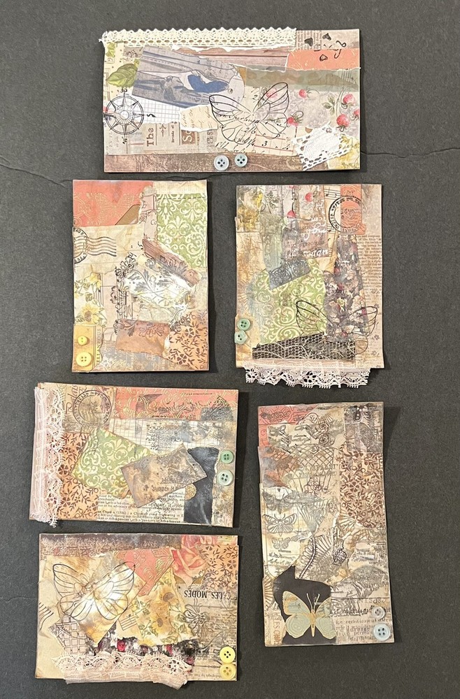 #2664 lot of 6 handmade clusters tags ephemera junk journals scrapbook – Tonya