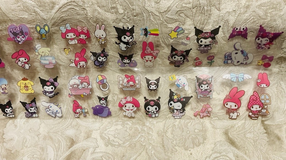 Retro Vintage Kuromi Hello Kitty Melody Stickers Sheet Set (100 Stickers)