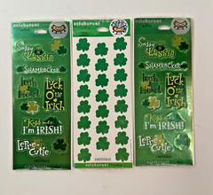 Lot of 3 Hallmark Stickeroni St. Patrick’s Day Irish Themed Foiled Stickers New