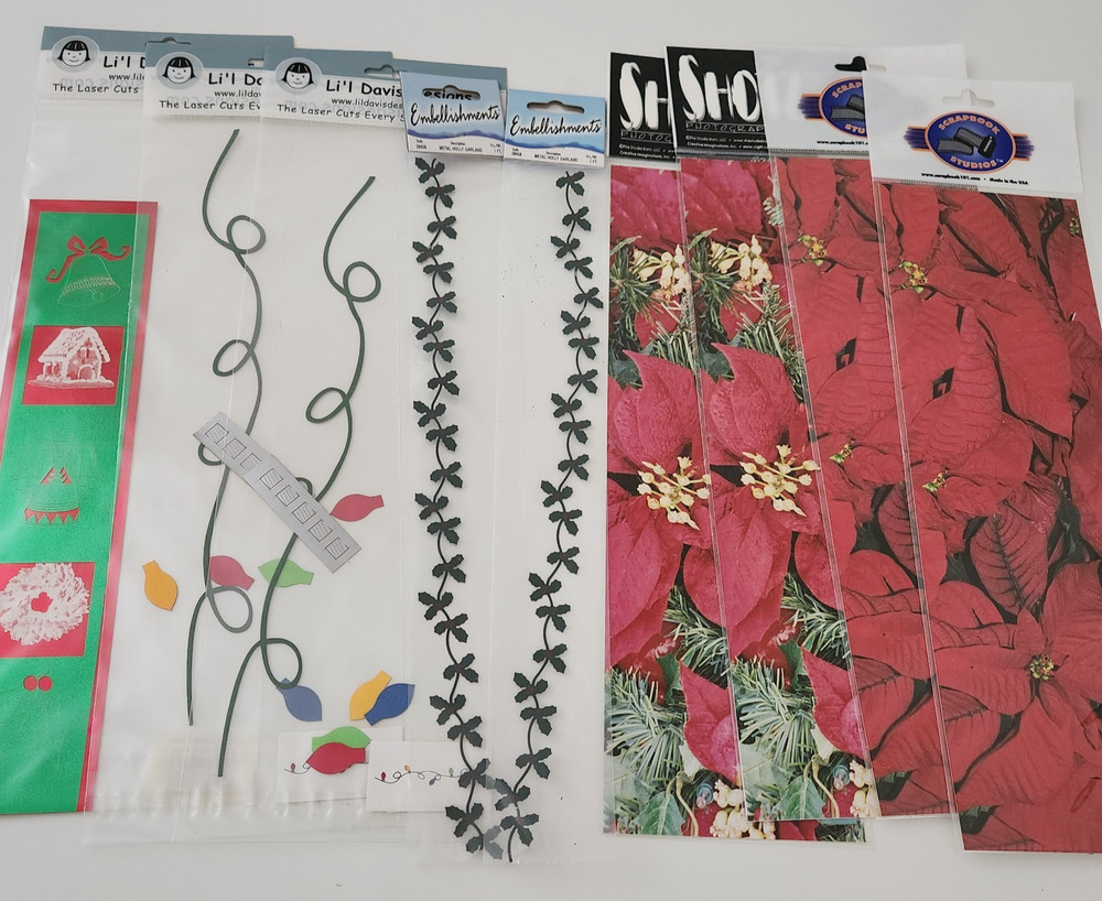 NEW Lot CHRISTMAS HOLIDAY Scrapbook Borders Laser Cut Holly Poinsettia Shotz -G