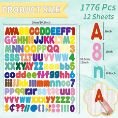 Alphabet Sticker, 1»Inch 12 Sheets Multicolor Letter Stickers, Self-Adhesive Vi