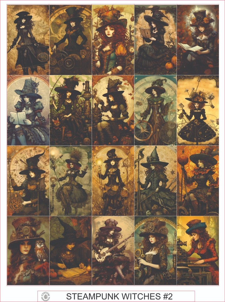 STEAMPUNK WITCHES #2 – COMPLETE SHEET OF 20 STICKERS