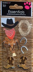 Keepsake Essentials 3D Cowboy Hat Saddle Boot Horse Shoe Rope Scrapbook Stickers