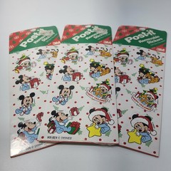 3X VINTAGE Christmas Disney Babies Post it Removable Stickers 3M