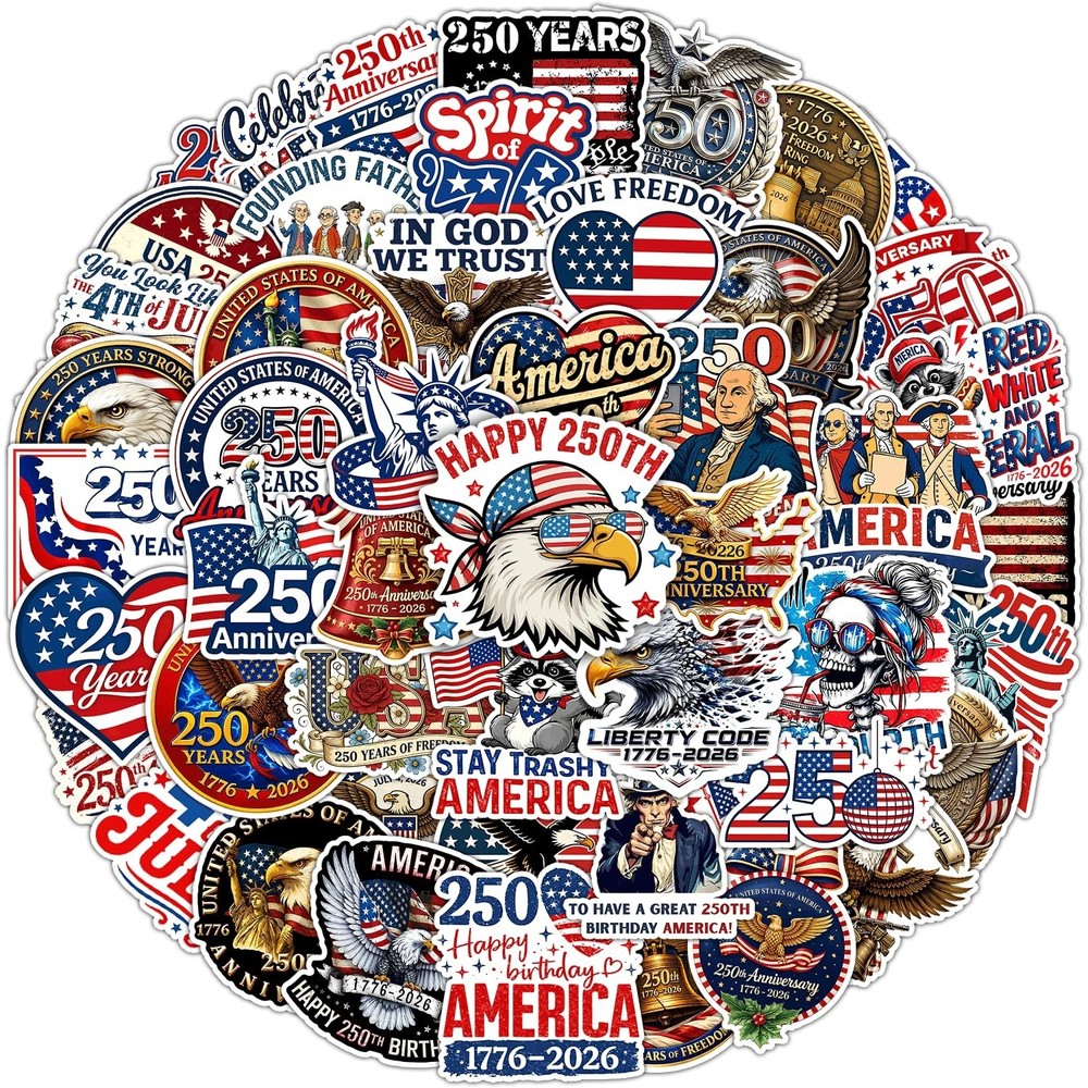 50Pcs 250Th Anniversary USA Stickers 1776–2026, USA Patriotic 4Th of July Sticke