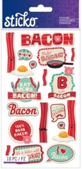 Bacon, food, 4×7″ 3D scrapbook stickers Sticko 52-01289