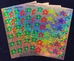 4 Sheets Sparkly Twinkling STARS Colorful Scrapbook Stickers!