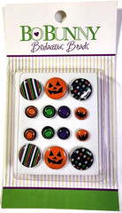 Bo Bunny Fright Night Halloween Brads – 14pc Bat Pumpkin Metal Embellishments