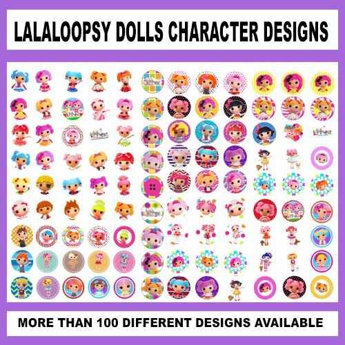 100 Precut LALALOOPSY GIRLS DOLLS CHARACTER BOTTLE CAP CHARM TRAY IMAGES 1 inch