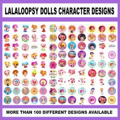 100 Precut LALALOOPSY GIRLS DOLLS CHARACTER BOTTLE CAP CHARM TRAY IMAGES 1 inch