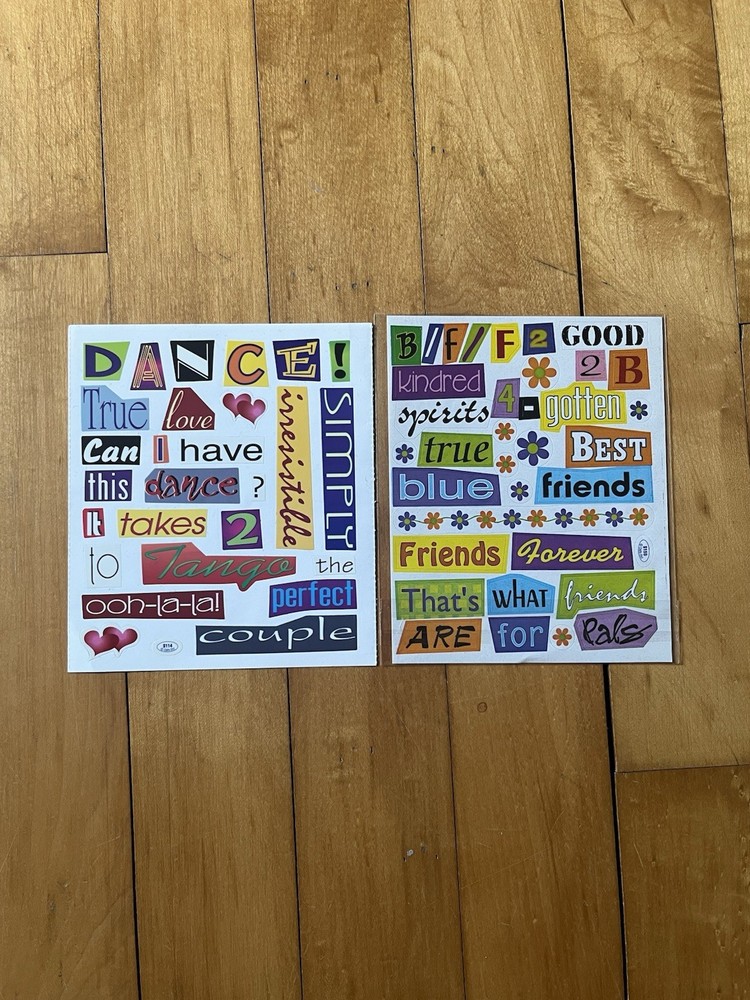 Vtg Ransom Note Stickers, Words, 1990s, Scrapbook, Set