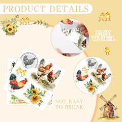 Rub on Transfers for Crafts Furnitures Stickers: 9 Pcs Roosters Rub on Transfer