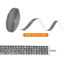 0.35 Inch Self Adhesive Rhinestone Strips 3 Yard for Crafts,Gray