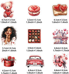 200 Pcs Valentines Day Heart Stickers for Journals Cards Gift Wrapping Scrapbook