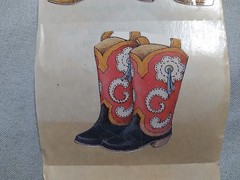 Vintage Mary Engelbreit Stickers 90s 1991 COWBOY BOOTS & HATS 4 pieces