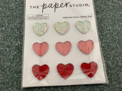 THE PAPER STUDIO 3D SELF-ADHESIVE MULTI-COLORED HEART-SHAPED GEMSTONES 16MM – 9P