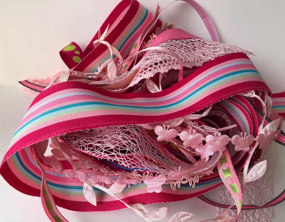 Scrapbooking Crafts May Arts Grab Bag Ribbon All Sizes Colors Patterns – Pink