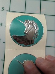 Vintage Stickers Unicorns Embossed Lot Of Two