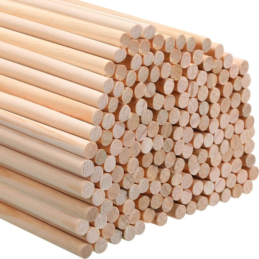 200 Pcs Dowel Rods Wood Sticks Dowel Rods Round Unfinished Wood Sticks for Cr…