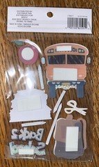 RECOLLECTIONS Back 2 School Yellow Bus Backpack Book Suplies Scrapbook Stickers