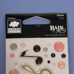 CLOUD 9 By Fiskars Epoxy Rain Drop ~Dance ~ Dancer Music Note Scrapbook Stickers