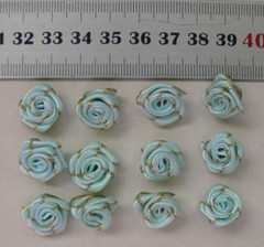 Satin Metallic ROSE Packs 12 CELESTE BLUE with Gold Trim 15-17mm Across VerCFrnt