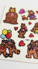 Vtg BJ Decal Bears Stickers Prism 318 Vending Specialties balloons hearts mylar
