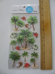 Recollections Stickers PALM TREES COCONUTS FLOWERS 15 Pieces NIP