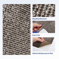Bling Rhinestone Sheet Self-Adhesive Sticker 7.87 Inch x 4.92 FT Black