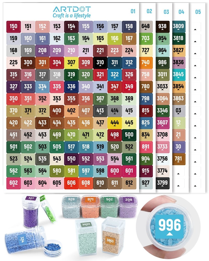 Label Stickers for Diamond Painting 2 Set 489 Colors Stickers Kits Accessories