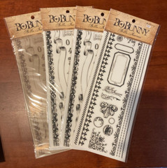 (Pack of 4) BoBunny Bella Journee Rub-on Passport Brown & White