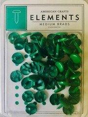 American Crafts Elements 50 Count Premium Med, Evergreen Brads Scrapbooking