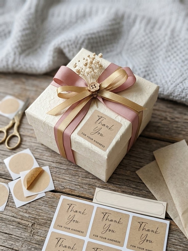 Thank You Stickers Kraft Paper Labels Gift Wedding Packaging DecorBrownSquare4cm